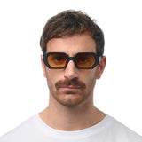 OKKIA Andrea Occhiali da Sole Unisex Esagonale Nero Gradiente Giallo