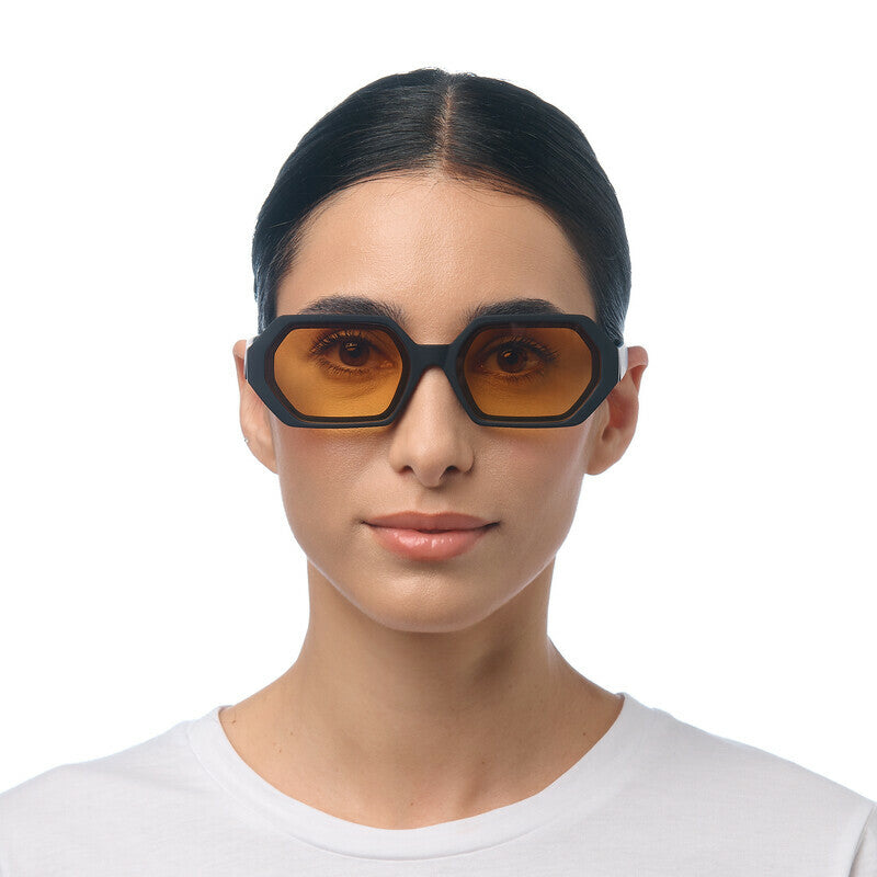 OKKIA Andrea Occhiali da Sole Unisex Esagonale Nero Gradiente Giallo