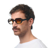 OKKIA Andrea Occhiali da Sole Unisex Esagonale Nero Gradiente Giallo