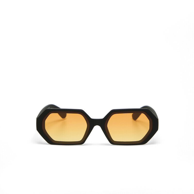 OKKIA Andrea Occhiali da Sole Unisex Esagonale Nero Gradiente Giallo