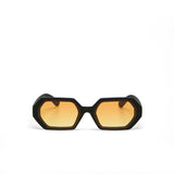 OKKIA Andrea Occhiali da Sole Unisex Esagonale Nero Gradiente Giallo