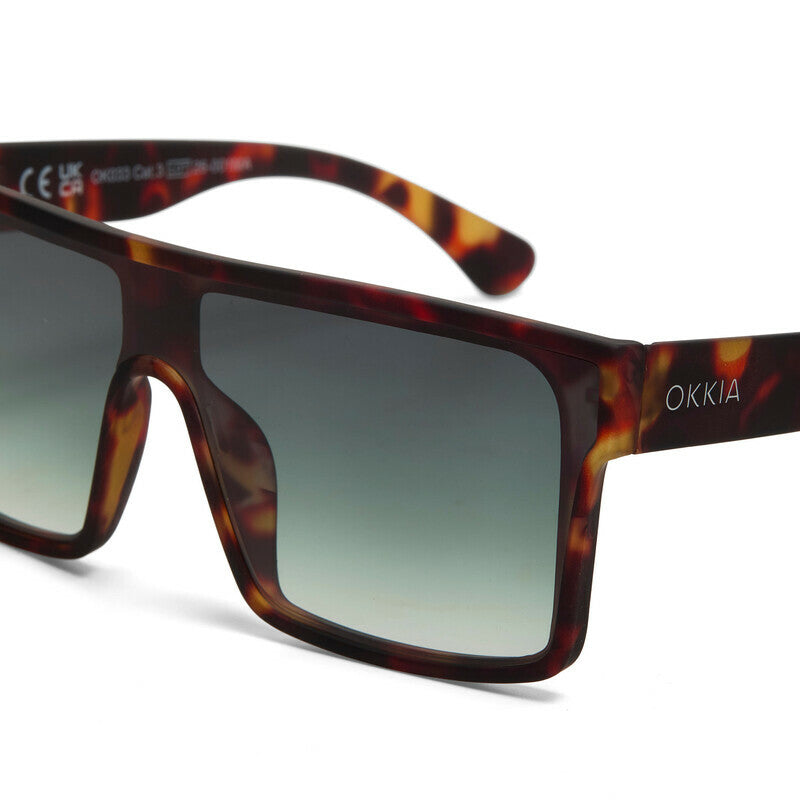 OKKIA Tokyo Occhiali da Sole Unisex Squadrato Avana Verde