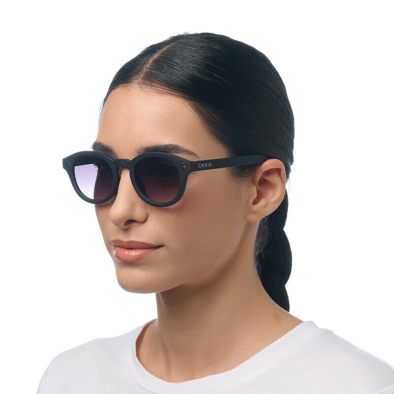 OKKIA Milano Occhiali da Sole Unisex Rotondo Nero