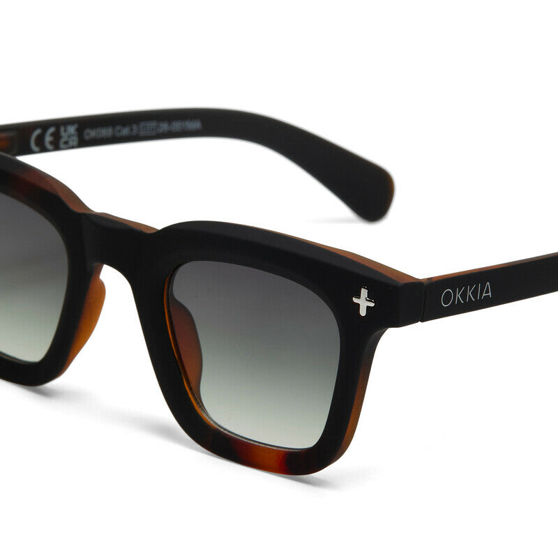 OKKIA Firenze Occhiali da Sole Unisex Rotondo Avana Nero Lenti Verdi