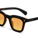 OKKIA Firenze Occhiali da Sole Unisex Rotondo Avana Nero Lenti Gialle