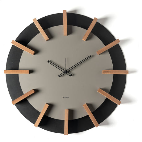 Orologio da parete Timon Arti e Mestieri in metallo nero e fango 70 cm
