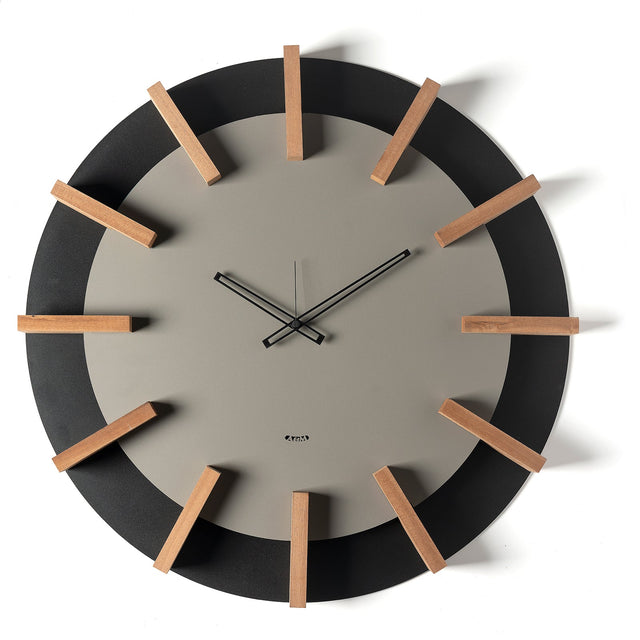Orologio da parete Timon Arti e Mestieri in metallo nero e fango 70 cm