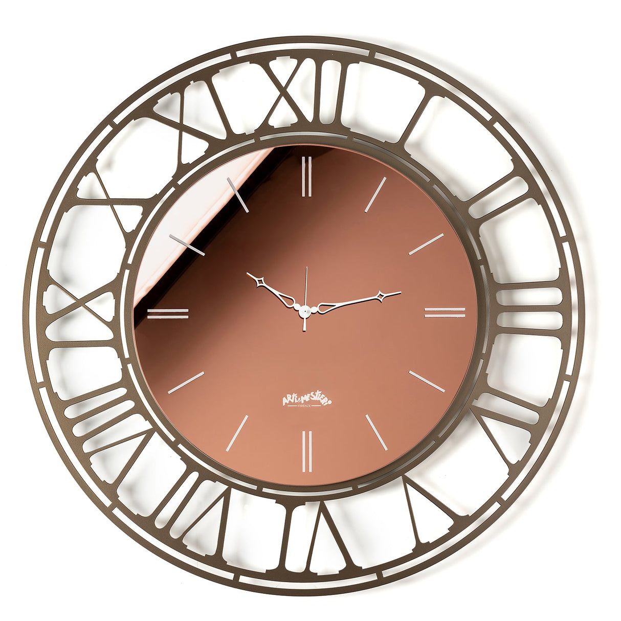Orologio da parete Arti & Mestieri in bronzo e cristallo 90 cm