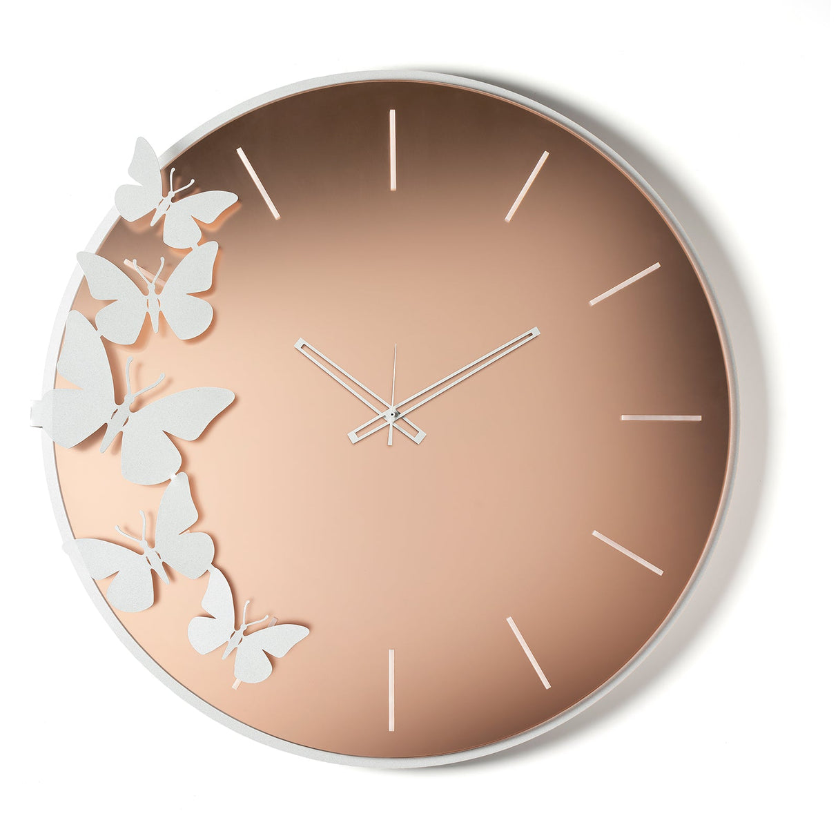 Orologio da parete Arti e Mestieri marmo bianco e velluto rosa 71,5x70 cm