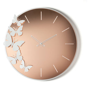 Orologio da parete Arti e Mestieri marmo bianco e velluto rosa 71,5x70 cm
