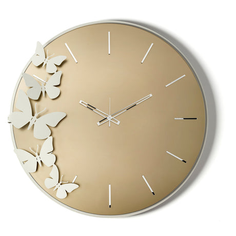 Orologio da parete Diana Arti & Mestieri in velluto avorio e bronzo 71x70 cm