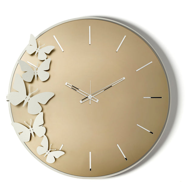 Orologio da parete Diana Arti & Mestieri in velluto avorio e bronzo 71x70 cm