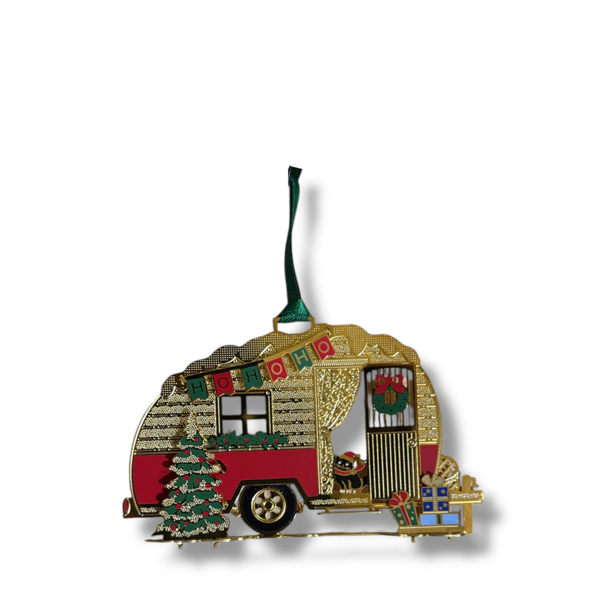 Pendaglio Roulotte Natale Palais Royal in metallo dorato 9x6 cm