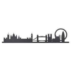 Pannello decorativo London Skyline Arti e Mestieri in metallo nero 100x22 cm