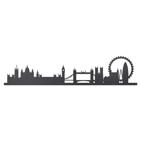 Pannello decorativo London Skyline Arti e Mestieri in metallo nero 100x22 cm