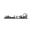 Pannello decorativo London Skyline Arti e Mestieri in metallo nero 60x13 cm