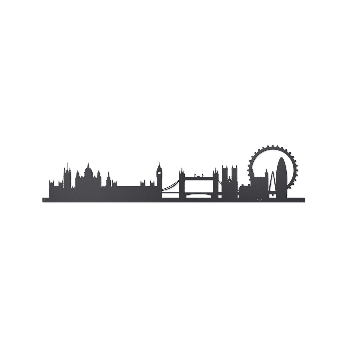Pannello decorativo London Skyline Arti e Mestieri in metallo nero 60x13 cm