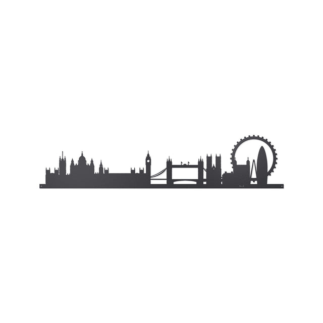 Pannello decorativo London Skyline Arti e Mestieri in metallo nero 60x13 cm