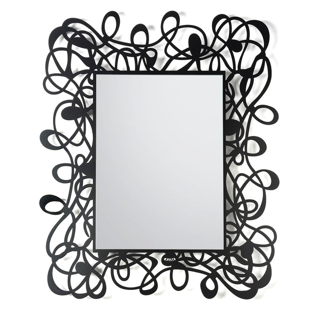 Specchio da parete Arti & Mestieri in metallo nero opaco 80x96 cm