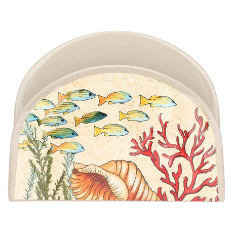 Portatovaglioli Sea Life Rose & Tulipani in melamina decoro marino 15,5x12 cm