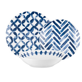 Servizio piatti Azulejos Domino in porcellana con decori blu 18 pezzi