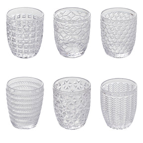 Set 6 bicchieri acqua Geometrie Villa D'Este in vetro inciso 350 ml