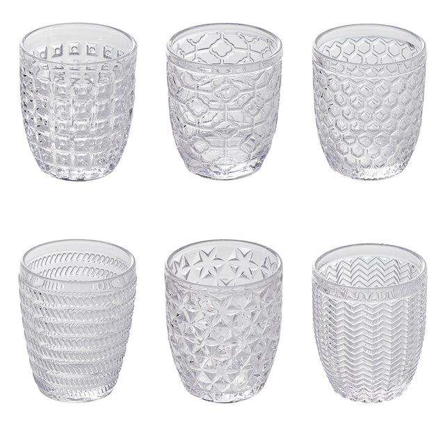 Set 6 bicchieri acqua Geometrie Villa D'Este in vetro inciso 350 ml