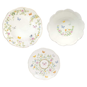 Set piatti Dancing Butterflies Easy Life in porcellana 18 pezzi decorati