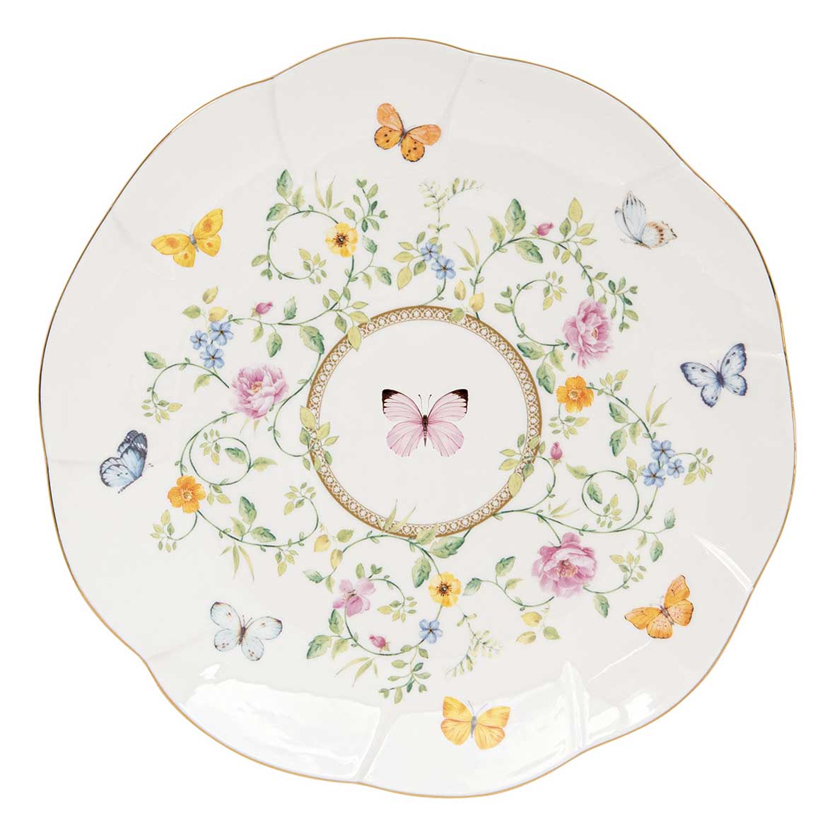 EASY LIFE Servizio Tavola Piatti Set 18 Pezzi in Porcellana Dancing Butterflies