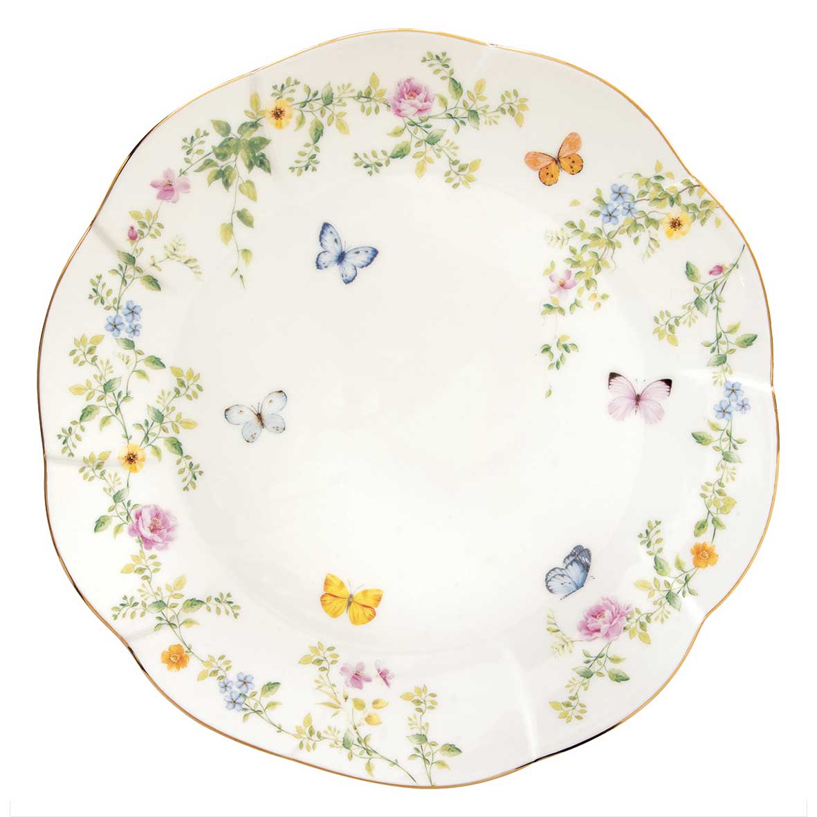 EASY LIFE Servizio Tavola Piatti Set 18 Pezzi in Porcellana Dancing Butterflies