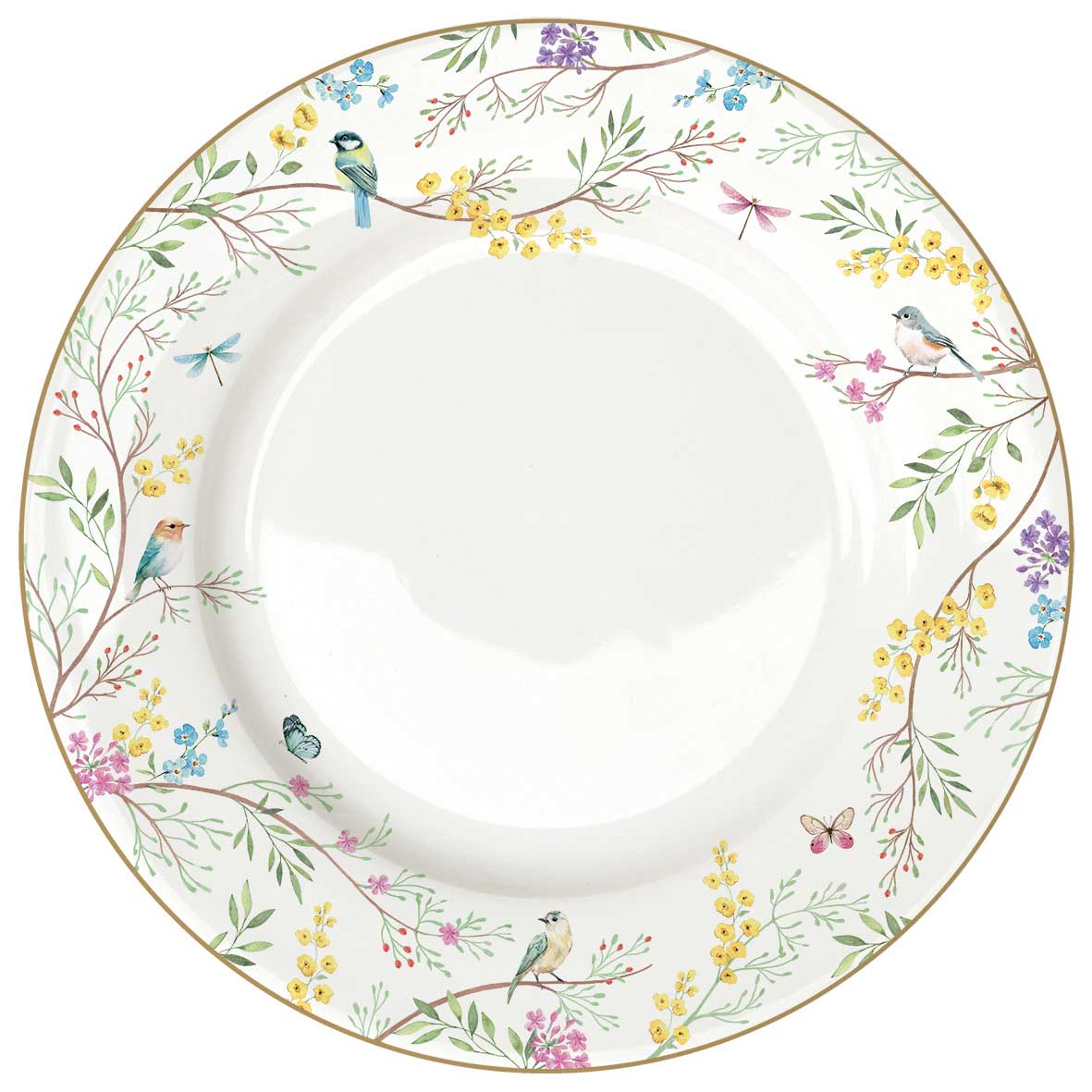 EASY LIFE Servizio Tavola Piatti Set 18 Pezzi in Porcellana Birds Melody