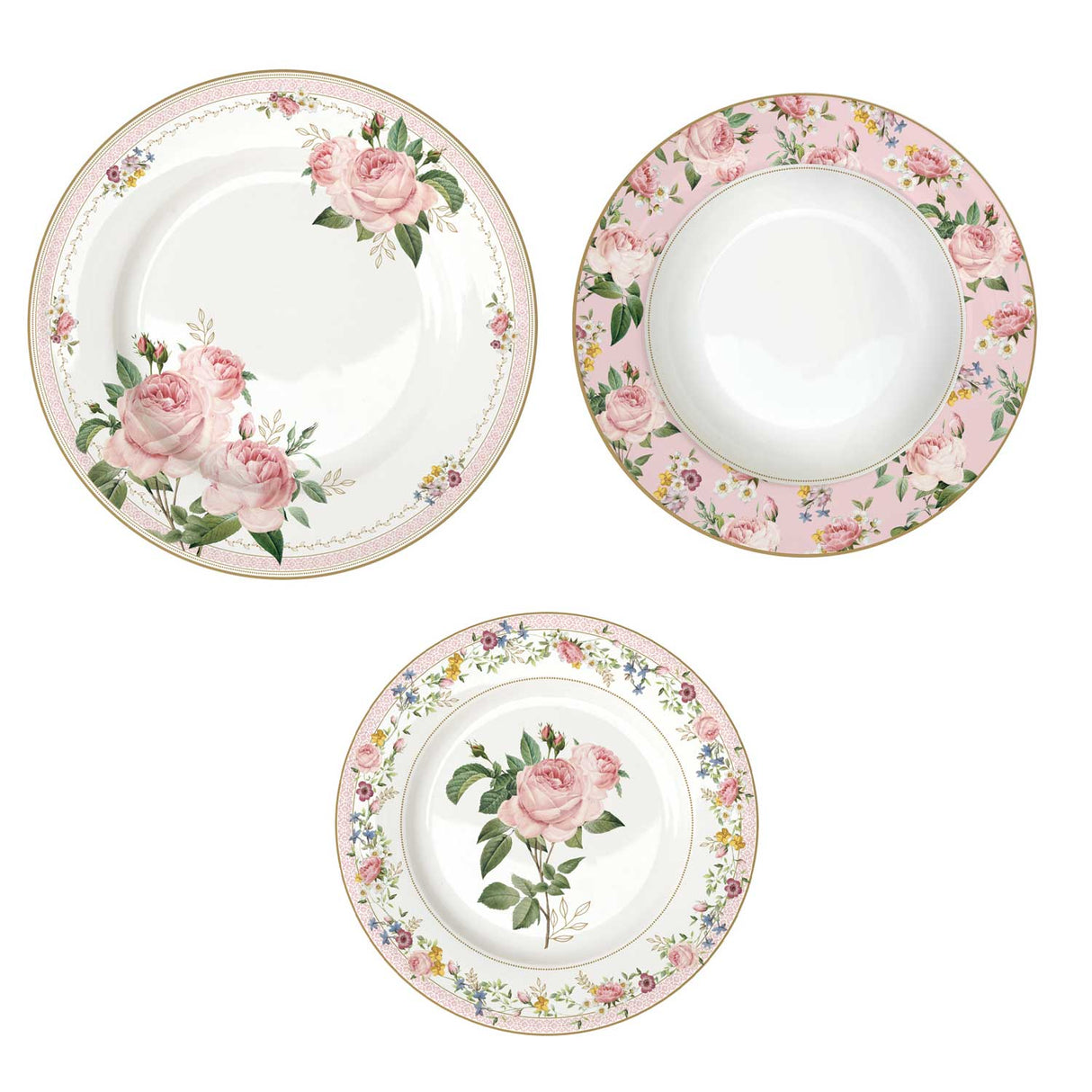 Set piatti Chant Des Roses Easy Life in porcellana decoro floreale 18 pezzi
