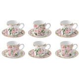 EASY LIFE Set 6 Tazzine Espresso 100ml con Piattini in Gift Box Chant Des Roses