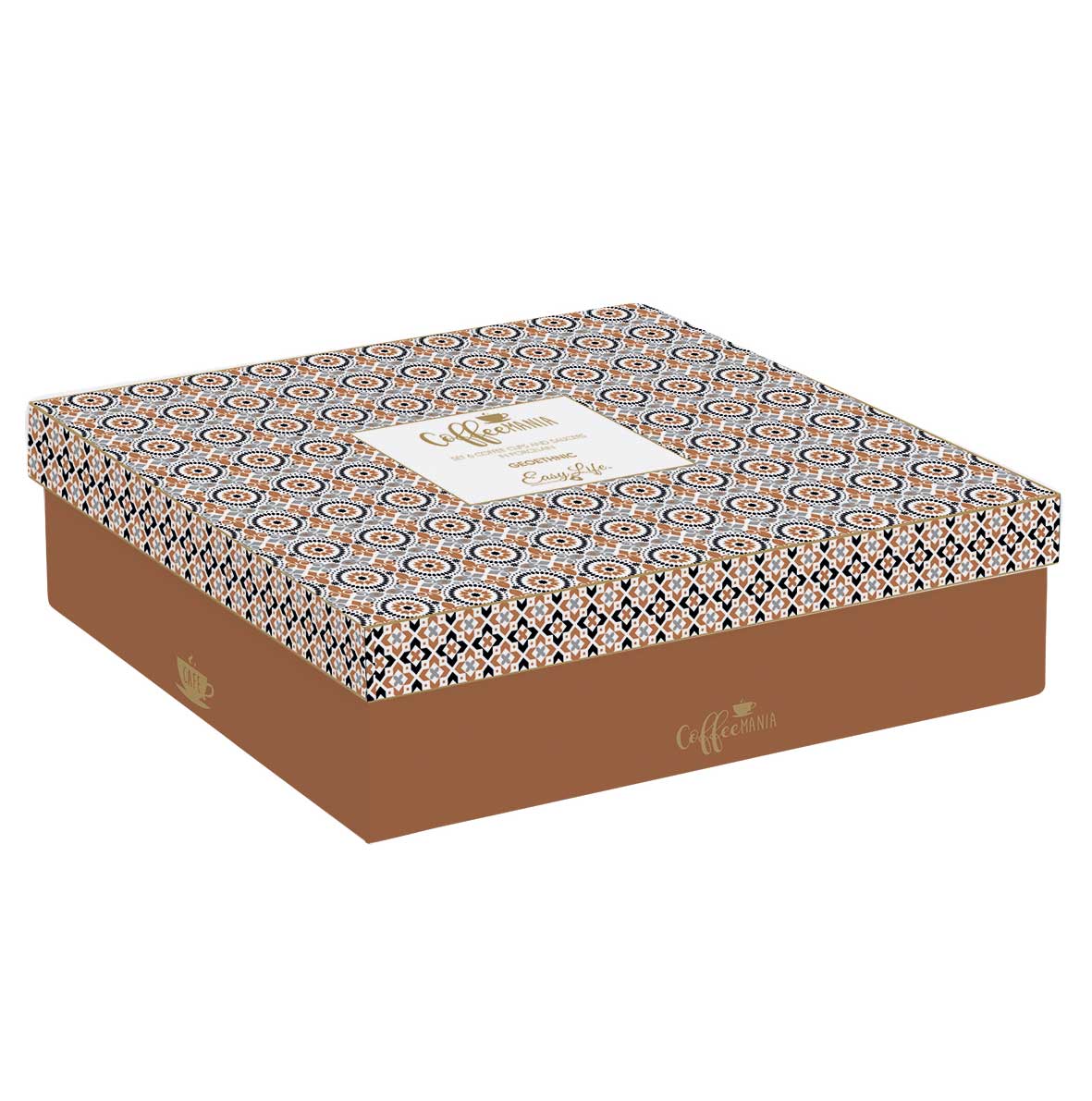 EASY LIFE Set 6 Tazzine Espresso 100ml con Piattini in Gift Box Geoethnic