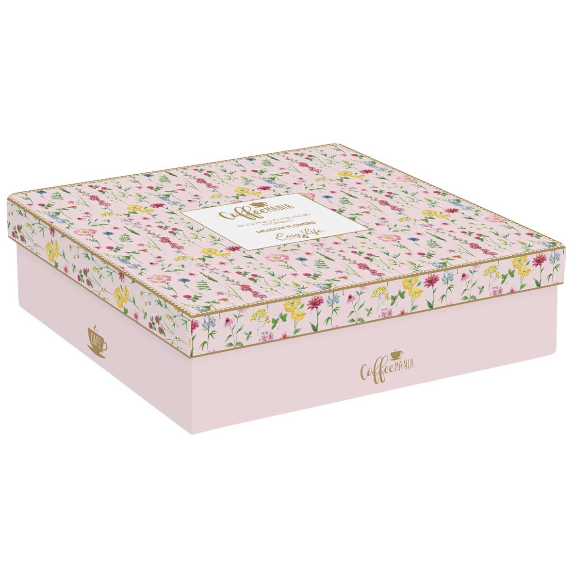 EASY LIFE Set 6 Tazzine Espresso 100ml con Piattini in Gift Box Meadow Flowers