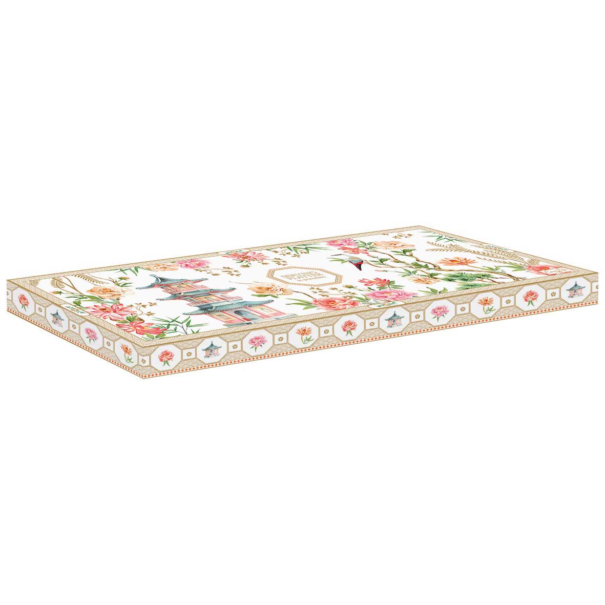 EASY LIFE Vassoio 35x15cm in Porcellana in Color Box Jardins D'Orient