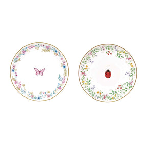 Set 2 piattini Fancy Garden Easy Life in porcellana decorata 16 cm