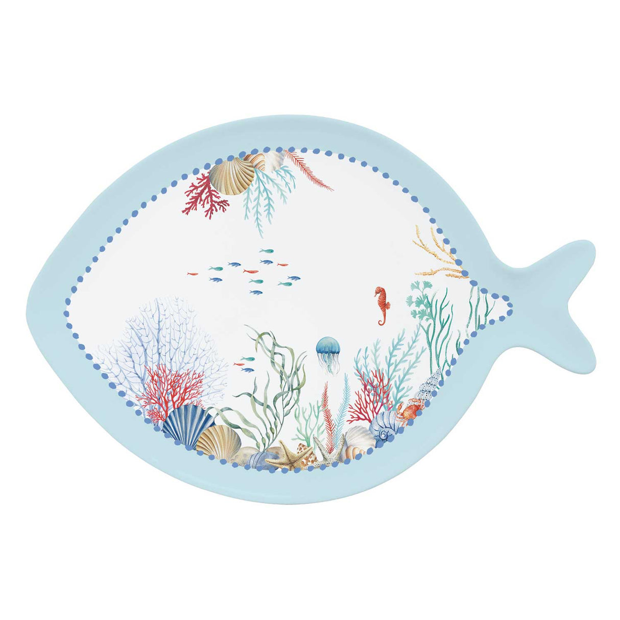 Piatto Pesce Sea Breeze Easy Life in porcellana 31x21,5 cm