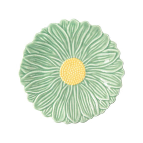 Piatto dessert Daisy Easy Life in porcellana decoro floreale verde 21 cm