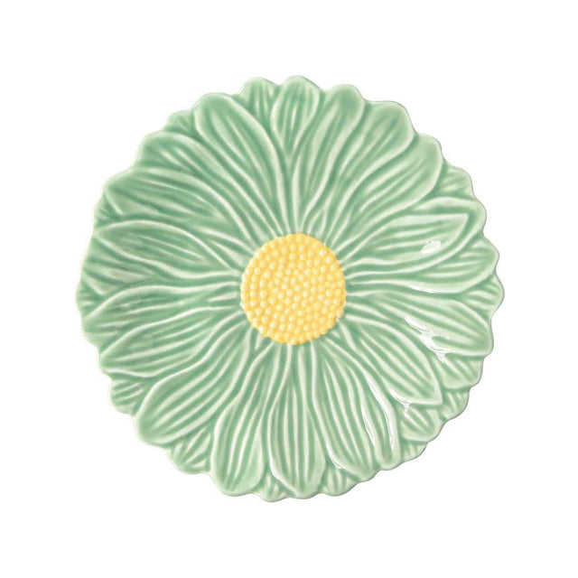 Piatto dessert Daisy Easy Life in porcellana decoro floreale verde 21 cm