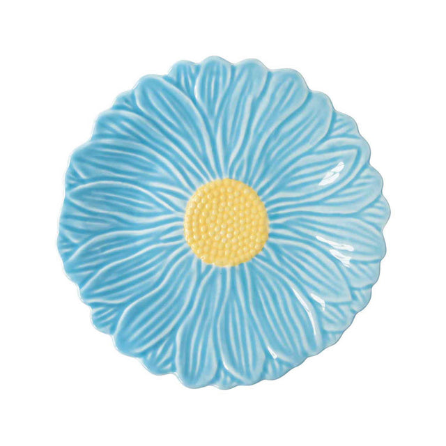 Piatto dessert Daisy Easy Life in porcellana azzurra 21 cm