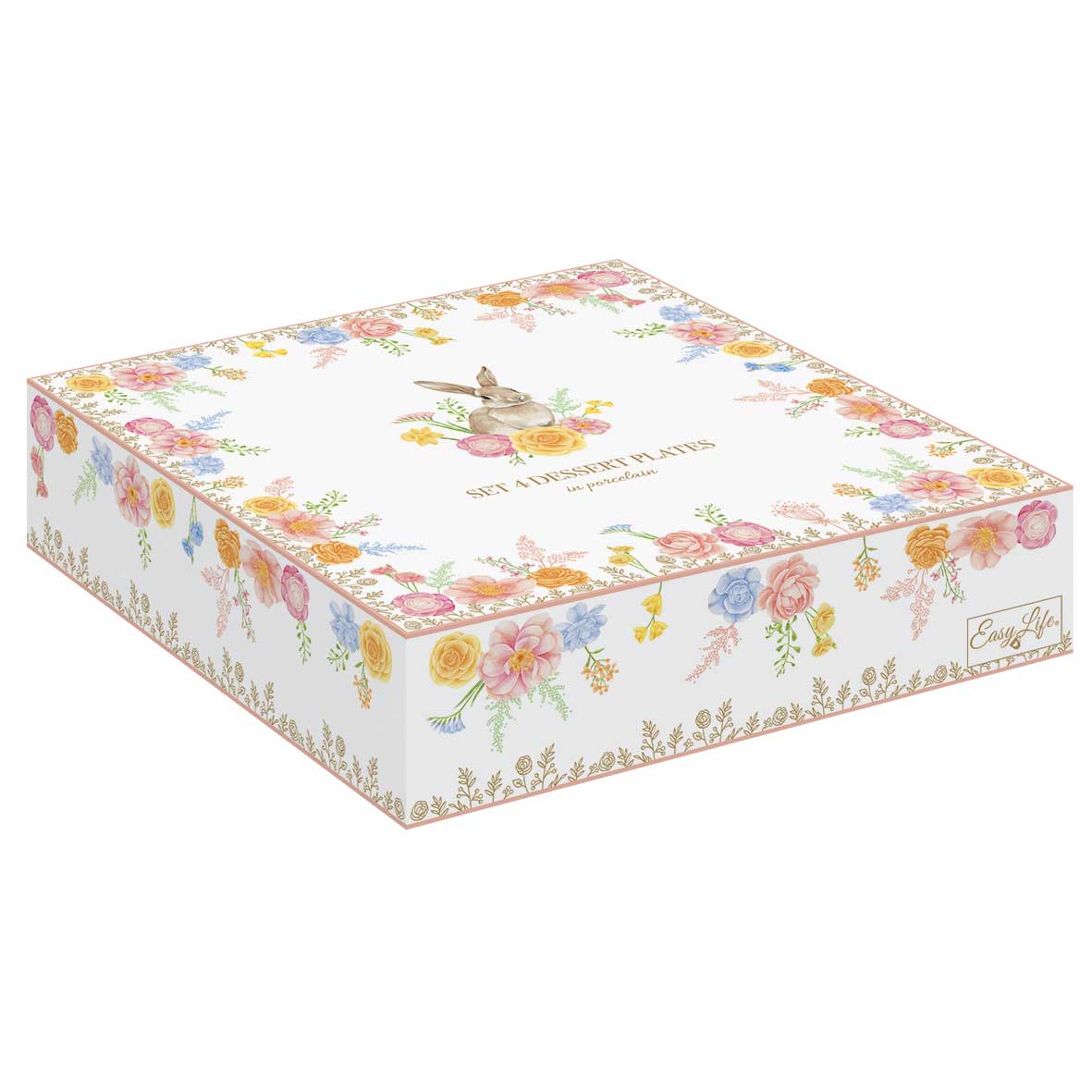 EASY LIFE Set 4 Piatti in Porcellana 21cm in Color Box Tres Jolie