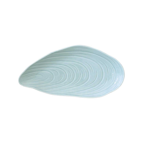 Piatto da portata Easy Life a forma di conchiglia in porcellana azzurra 32cm