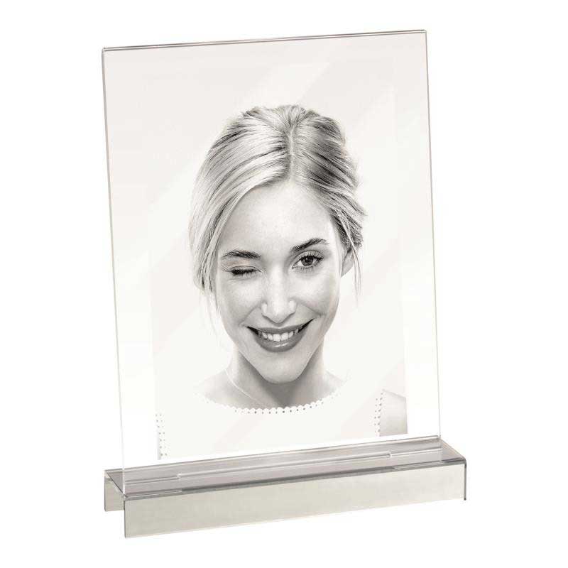 MASCAGNI CASA Portafoto Cornice in Acrilico con Base in Alluminio Argento 13x18cm