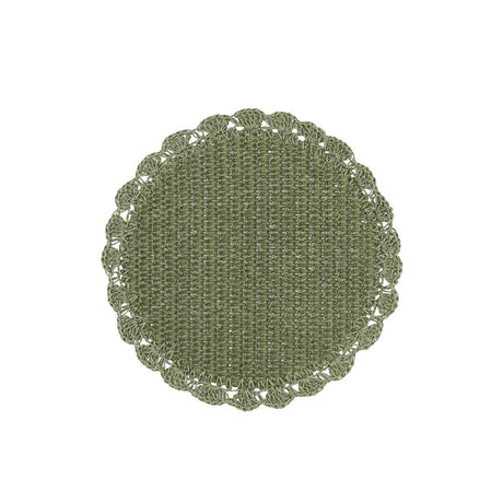 Sottopiatto Botanio La Porcellana Bianca in rafia verde intrecciata 40 cm