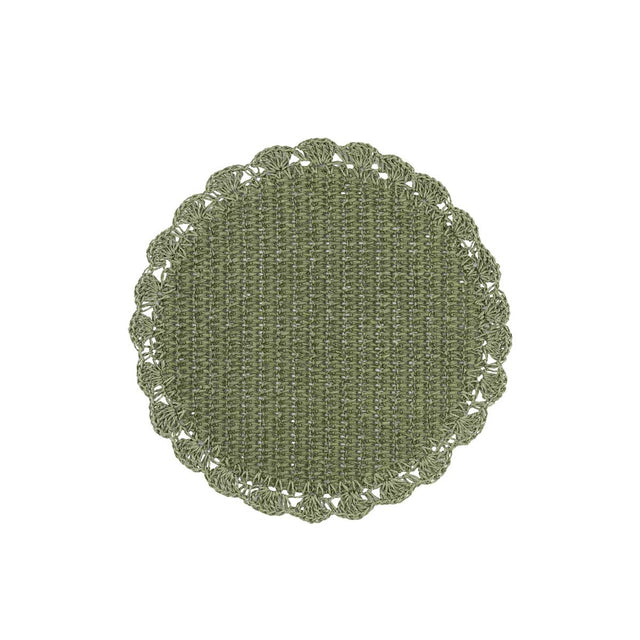 Sottopiatto Botanio La Porcellana Bianca in rafia verde intrecciata 40 cm