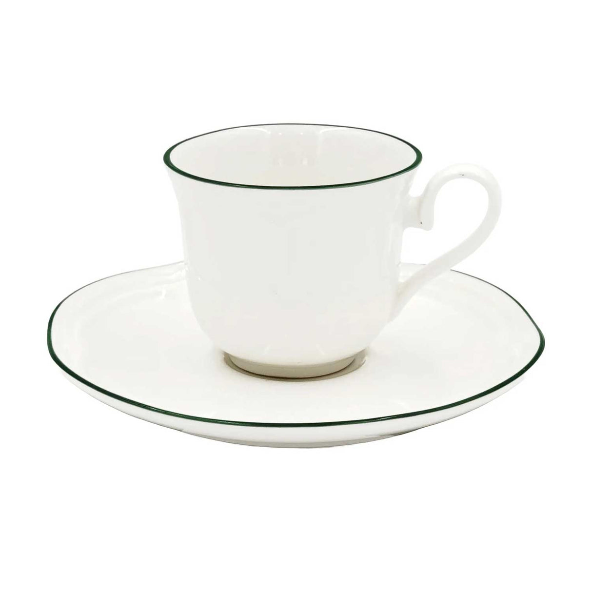 Set 6 tazze caffè Teresa La Porcellana Bianca in porcellana con bordo verde