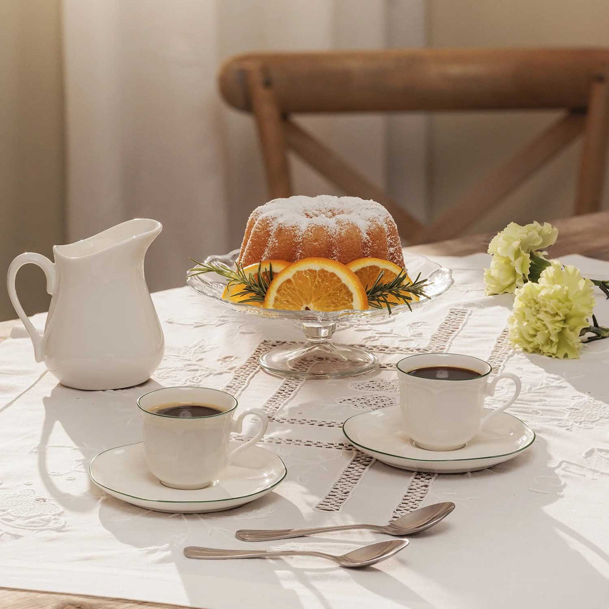 LA PORCELLANA BIANCA Teresa Tazzina Caffè con Piattino Set 6 Pezzi 80ml