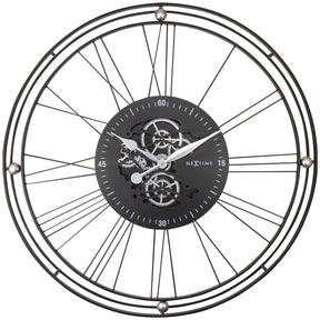 Orologio da parete Roman Gear NeXtime in plastica nera e argento 90,5 cm