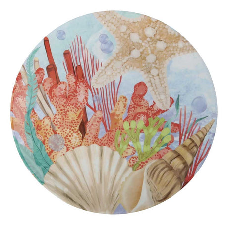 Piatto piano Oceano Brandani in melamina con decoro marino 27 cm